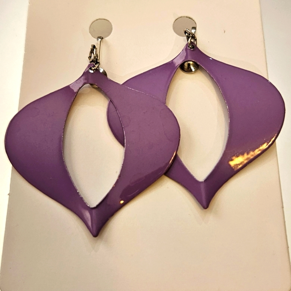 Vintage Purple Clip On Earrings